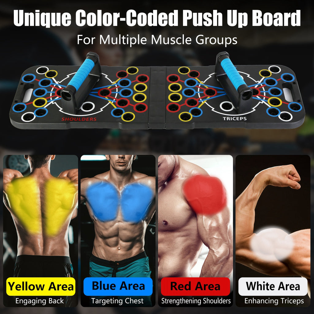 Complete Home Gym Equipment Set - 15-Piece Push Up Board & Resistance Bands